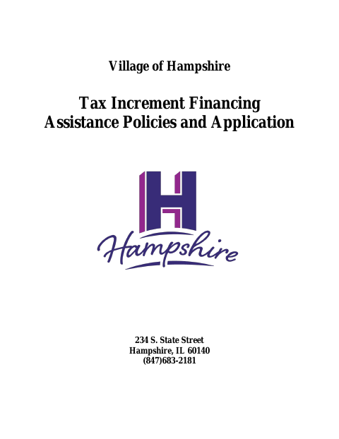 First page of the Tax Increment Financing Assistance Policies and Application