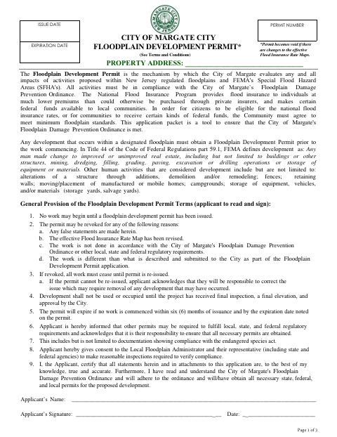 First page of the Floodplain Development Permit Application