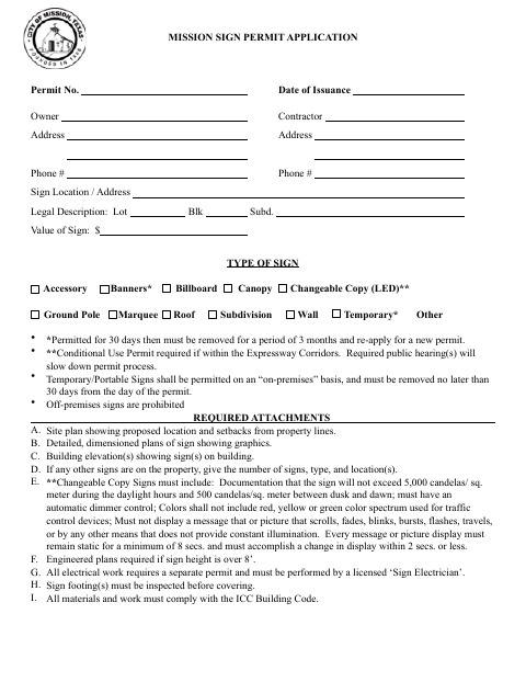 First page of the Sign Permit Application