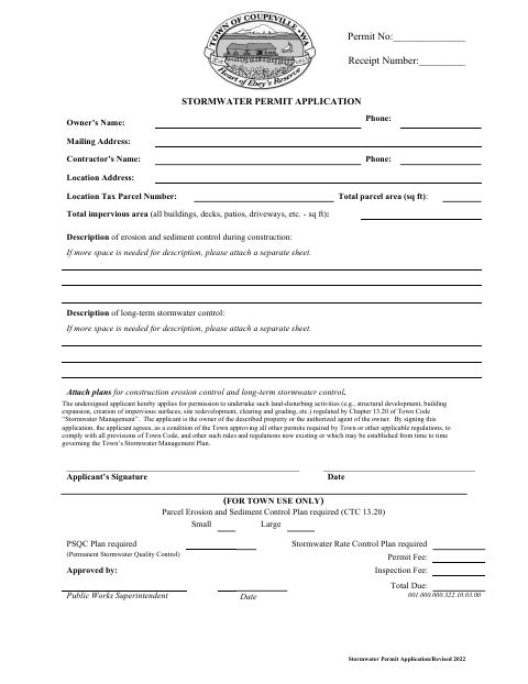 First page of the Stormwater Permit Application