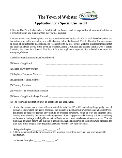 First page of the Application for a Special Use Permit