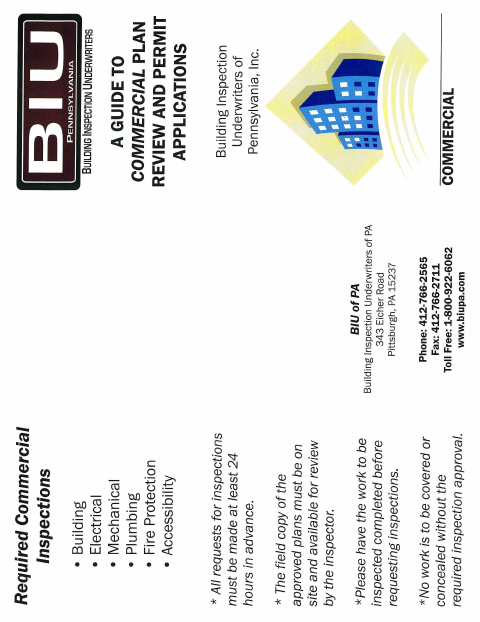 First page of the Commercial Plan Review and Permit Applications