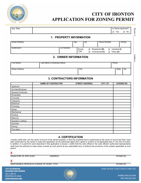 First page of the Zoning Permit Application