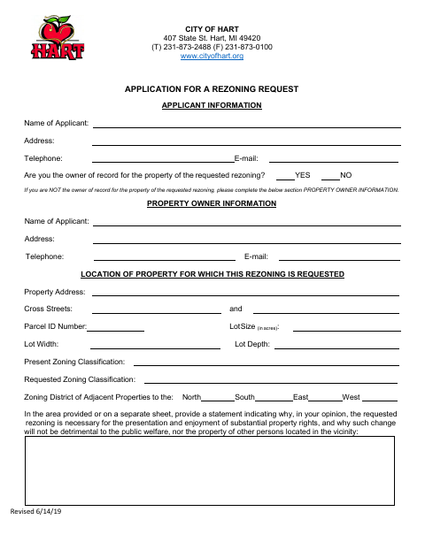 First page of the Application for a Rezoning Request