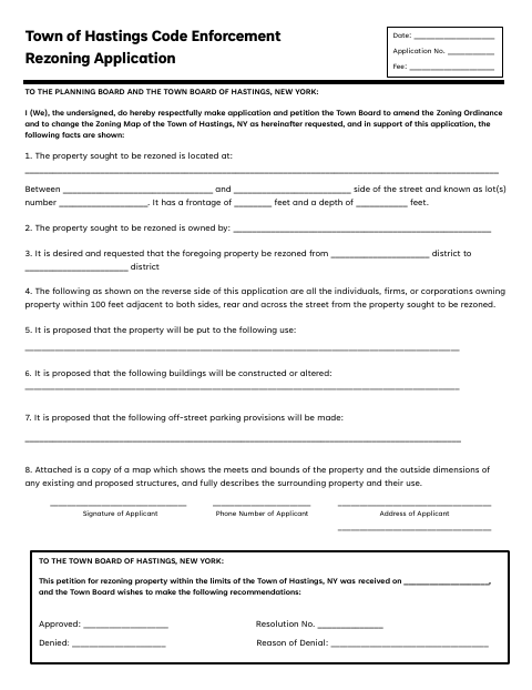 First page of the Rezoning Application