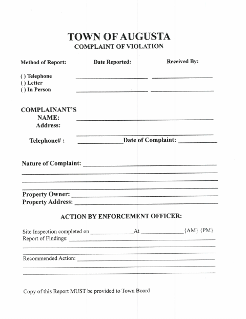 First page of the Complaint of Violation