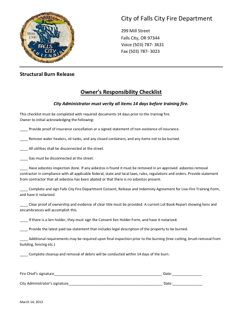First page of the Structural Burn Release