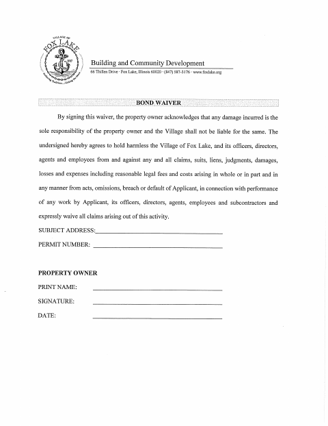 First page of the Bond Waiver Application