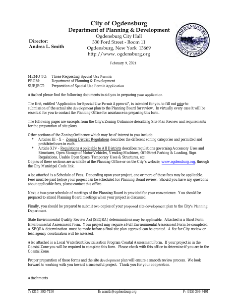 First page of the Application for Special Use Permit Approval