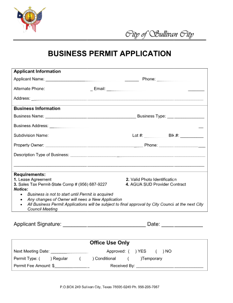 First page of the Business Permit Application