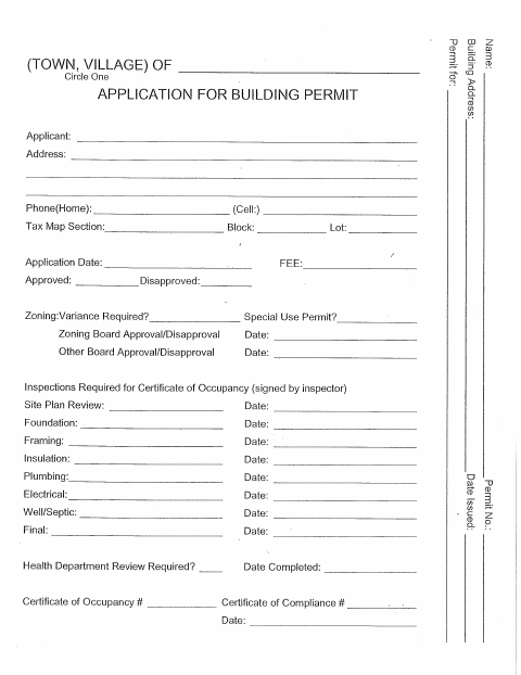 First page of the Application for Building Permit