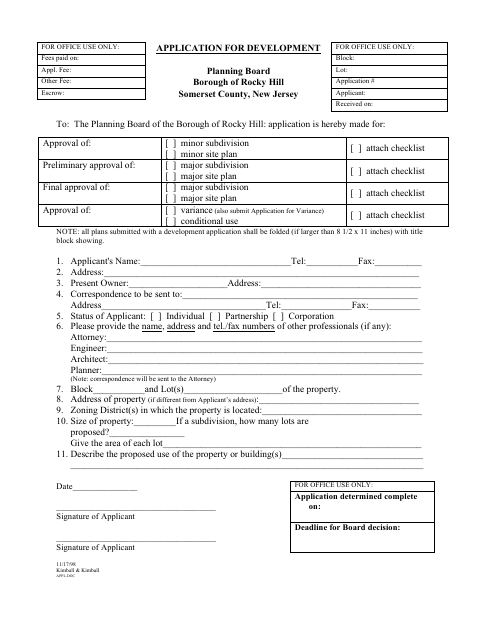 First page of the Development Application