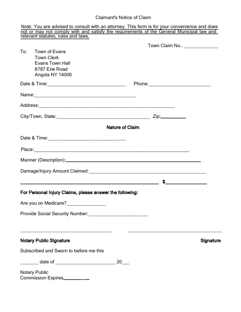 First page of the Claimant's Notice of Claim