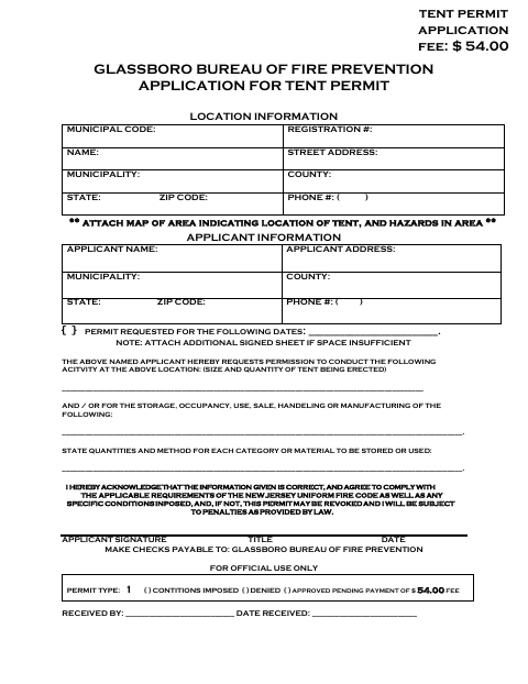 First page of the Application for Tent Permit
