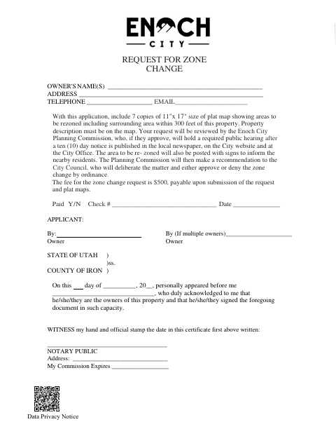 First page of the Request for Zone Change