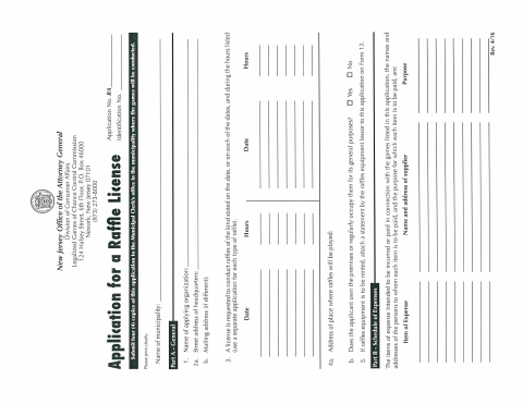 First page of the Application for Raffle License