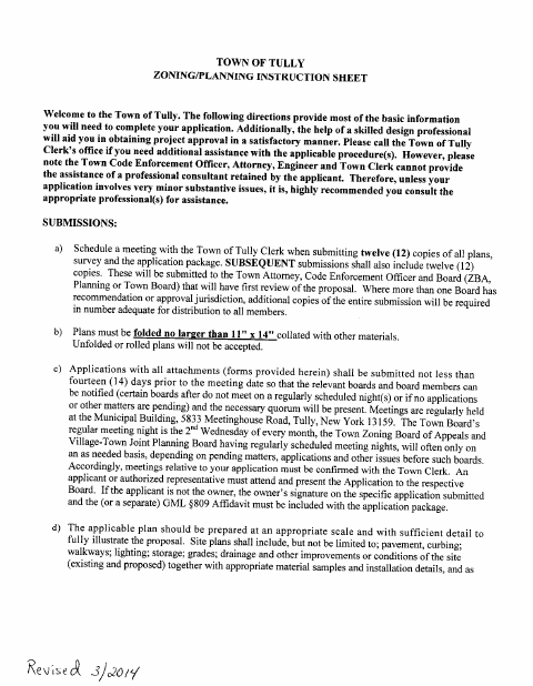 First page of the General Planning and Zoning Application