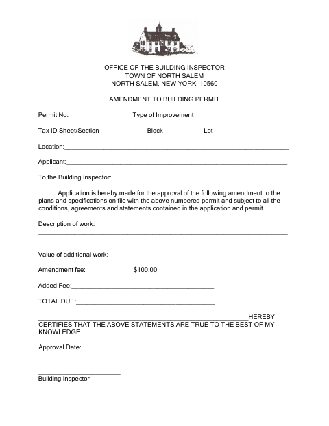 First page of the Amendment to Building Permit