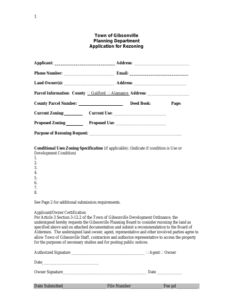 First page of the Application for Rezoning
