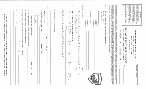 First page of the Zoning Permit Application