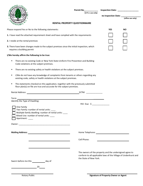 First page of the Rental Permit Renewal Application