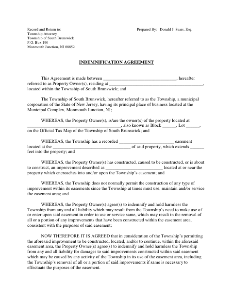 First page of the Indemnification Agreement