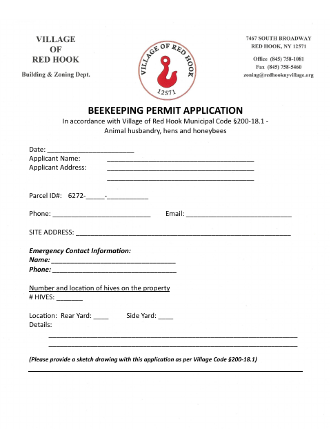 First page of the Beekeeping Permit Application