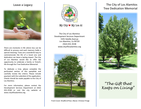 First page of the Tree Dedication Memorial Application