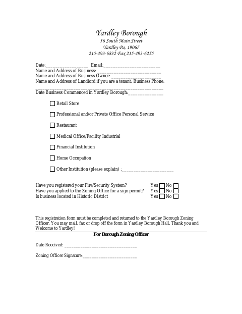 First page of the Business Registration