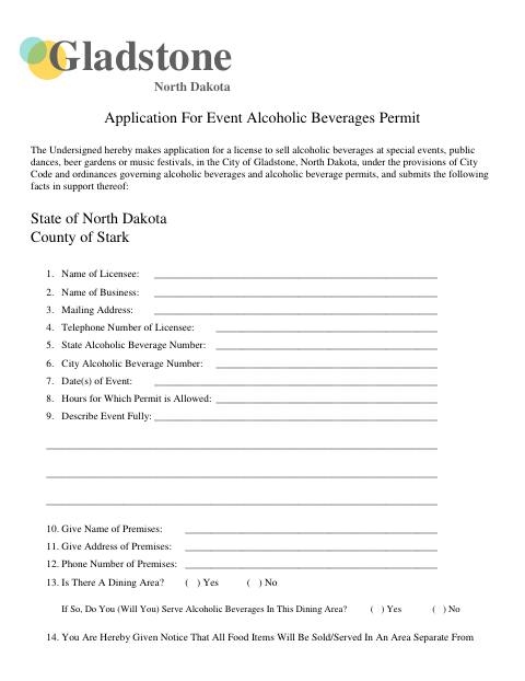 First page of the Event Alcoholic Beverages Permit Application