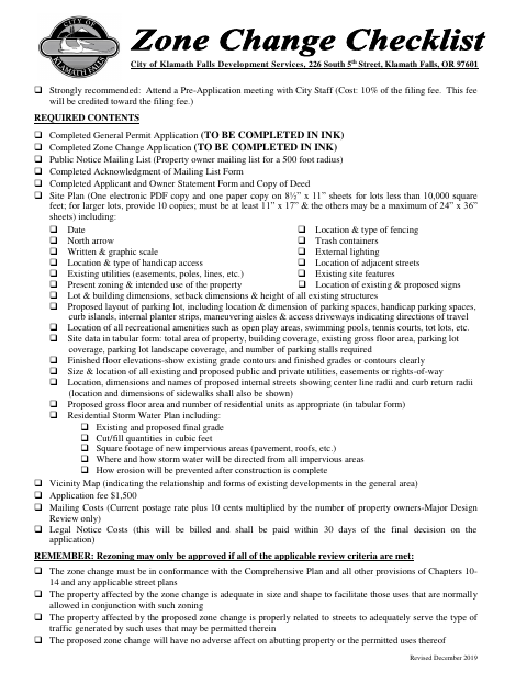 First page of the Zone Change Application