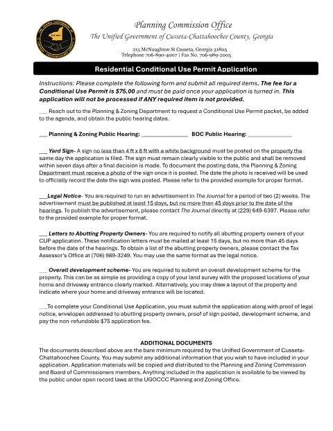 First page of the Conditional Use Permit Application