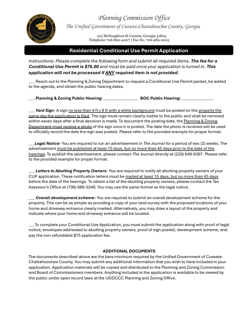 First page of the Conditional Use Permit Application