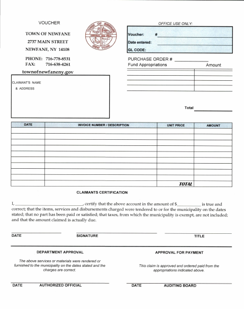 First page of the Payment Voucher