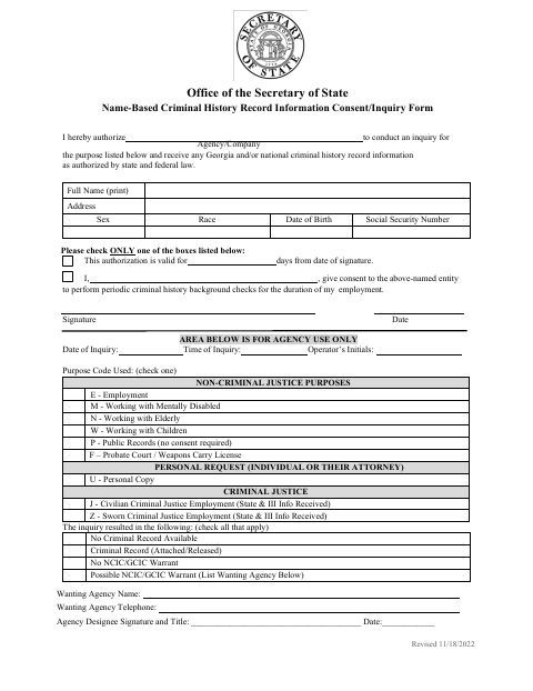 First page of the Background Consent Form