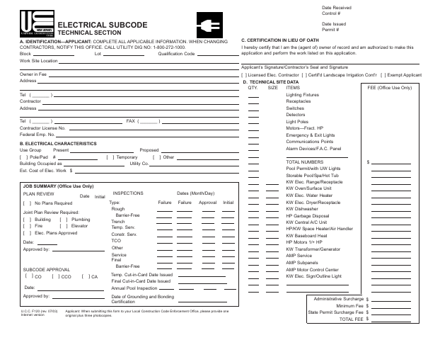 First page of the Electrical Subcode Technical Section
