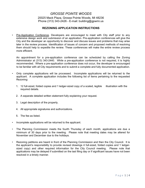 First page of the Rezoning Application