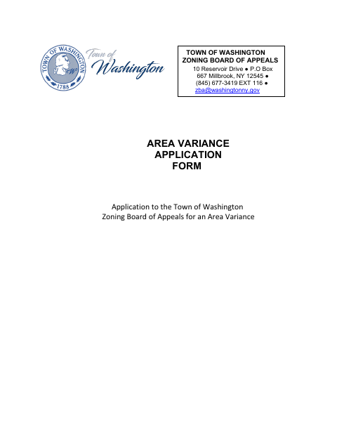 First page of the Area Variance Application and Property Information Form
