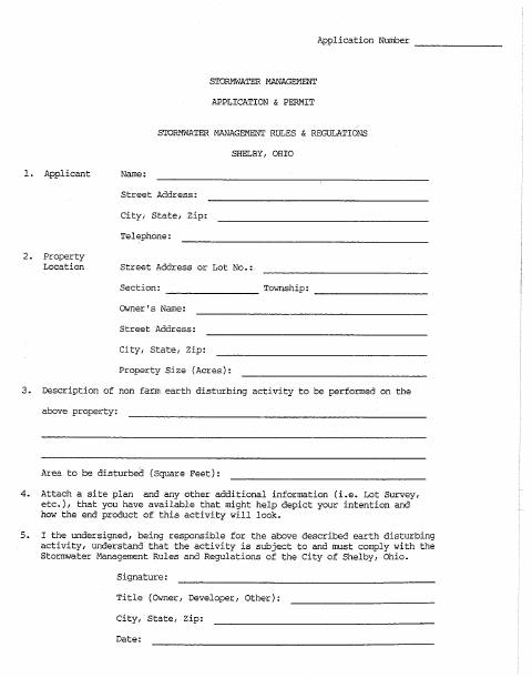 First page of the Stormwater Management Application & Permit