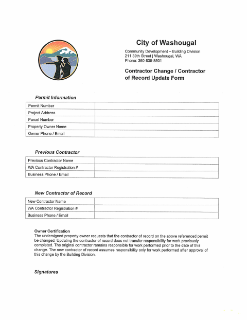 First page of the Permit Transfer Request