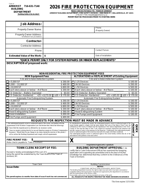 First page of the Fire Protection Equipment Permit Application