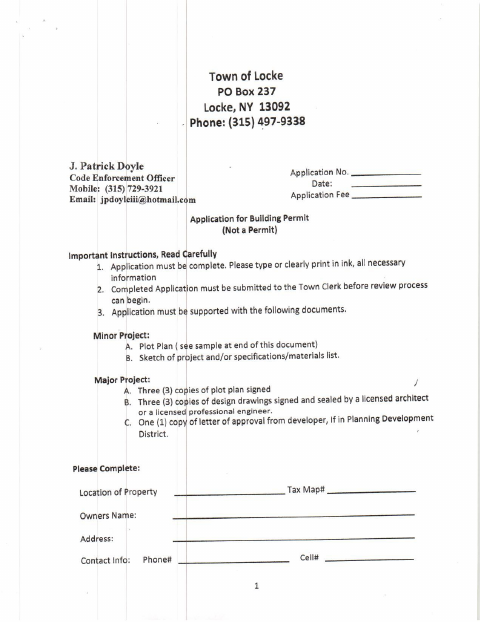 First page of the Application for Building Permit