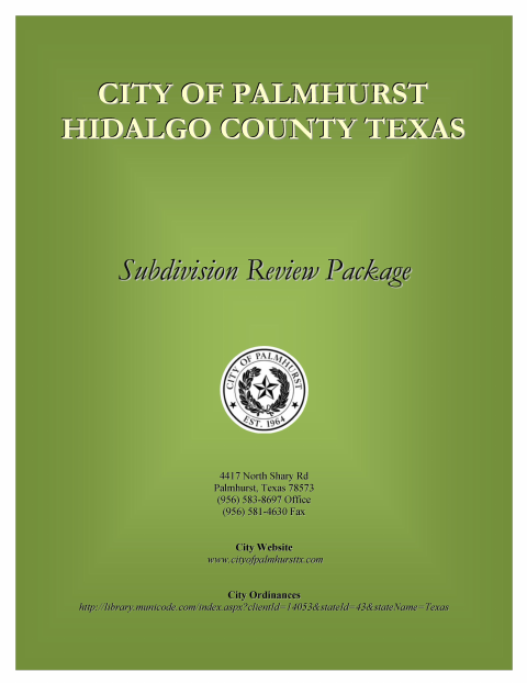First page of the Subdivision Review Application Package