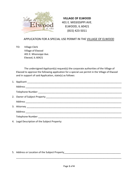First page of the Special Use Permit Application