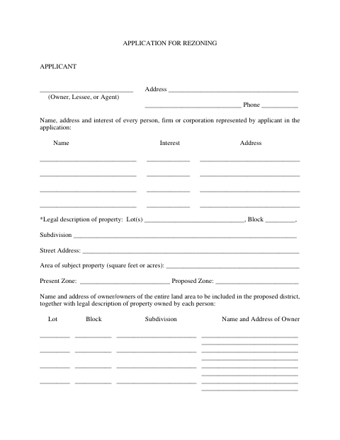 First page of the Application for Rezoning