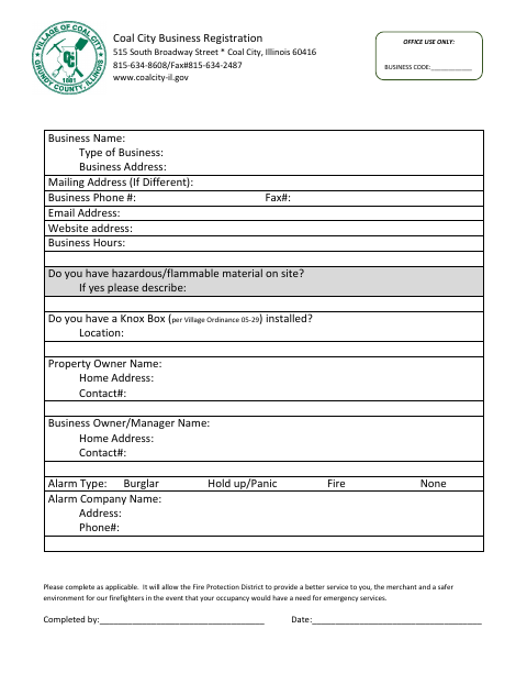 First page of the Business Registration