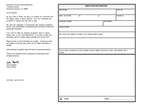 First page of the Employee Recognition