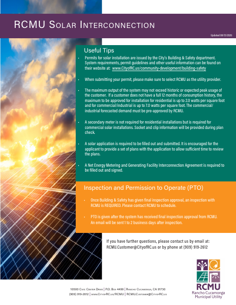 First page of the Solar NEM Interconnection Application