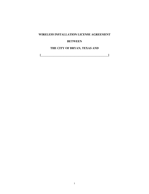 First page of the Wireless Installation License Agreement