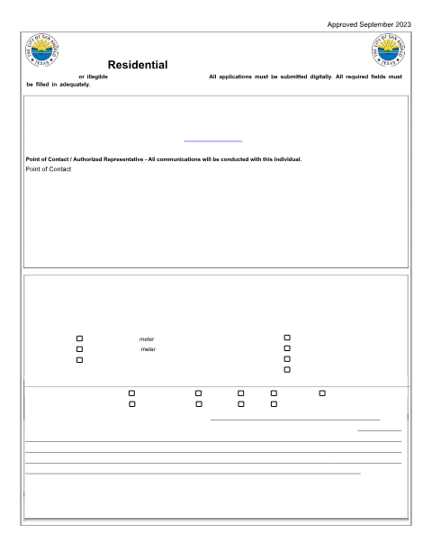 First page of the Residential Building Permit Application and Checklist